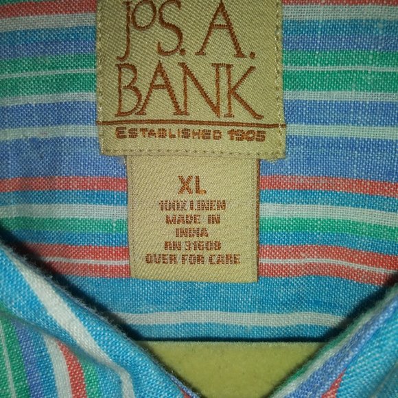 Jos. A. Banks Men's Pin Stripe 100% Linen Button-Down Shirt, Size: XL - Picture 2 of 3